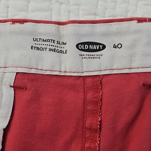 Old Navy Chino Shorts Men's Size 40 Red Ultimate Tech Built-In Flex Slim Preppy - Picture 9 of 12